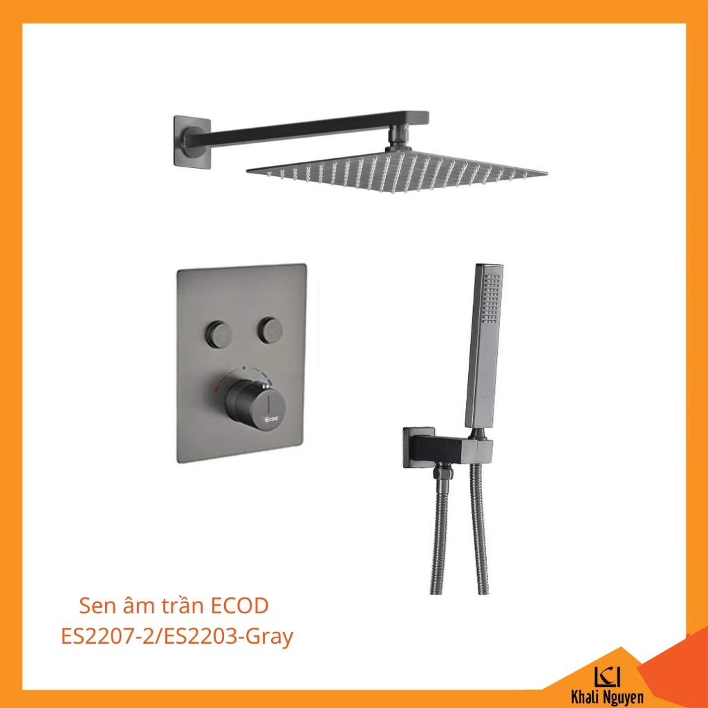 Sen âm tường ECOD ES2207-2/ES2203 - Gray | Bát sen trần phun mưa | Phím bấm chức năng độc lập