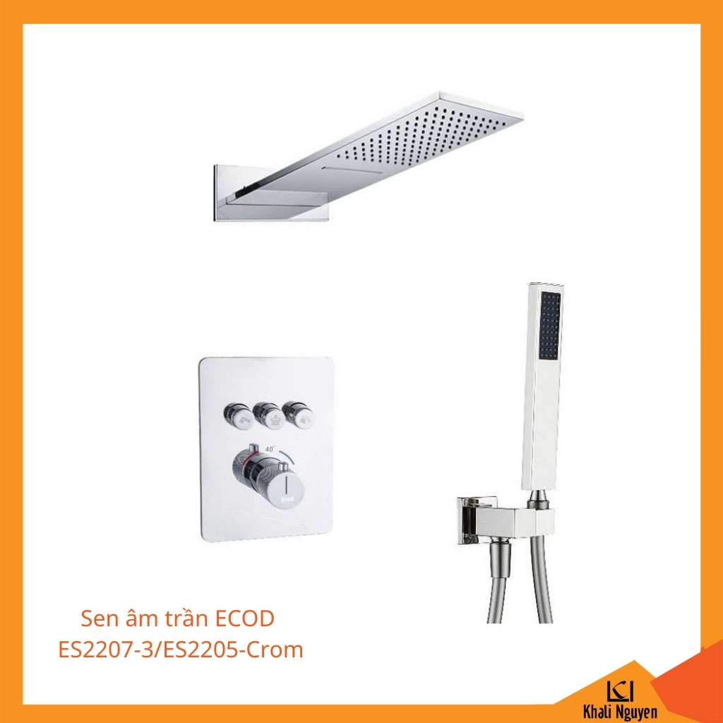Sen âm tường ECOD ES2207-3/ES2205 - Crom | Bộ trộn 3 chức năng | Bát sen trần phun mưa