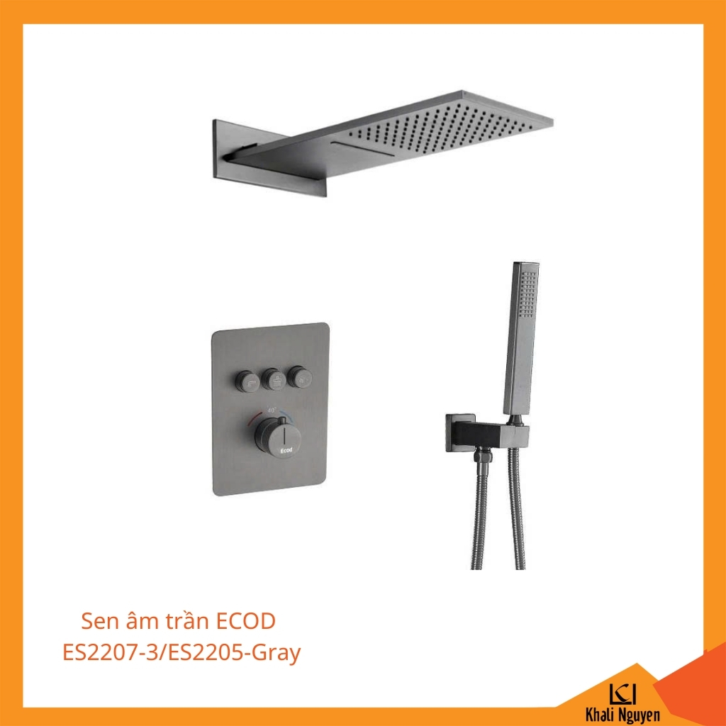 Sen âm tường ECOD ES2207-3/ES2205 - Gray | Bộ trộn 3 chức năng | Bát sen trần phun mưa