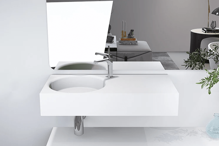 Chậu đá nhân tạo Solid surface ECOD PYS9019 | Trắng mờ | Chất liệu Solid surface