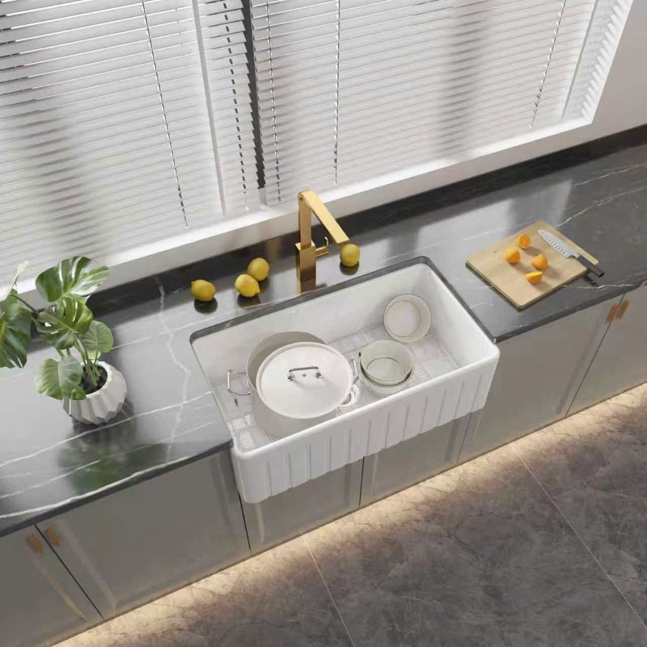 Chậu rửa bát chén sứ UDiseno UD-030-2 - hình 2