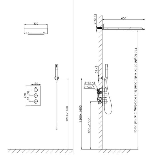 Bản vẽ kĩ thuật sen tắm G1450900