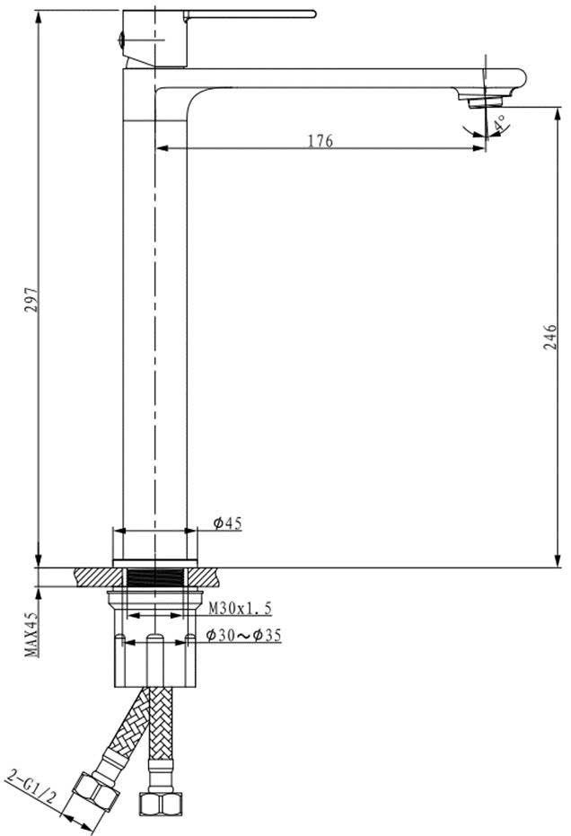 Bản vẽ vòi Lavabo nóng lạnh G591088H-GD