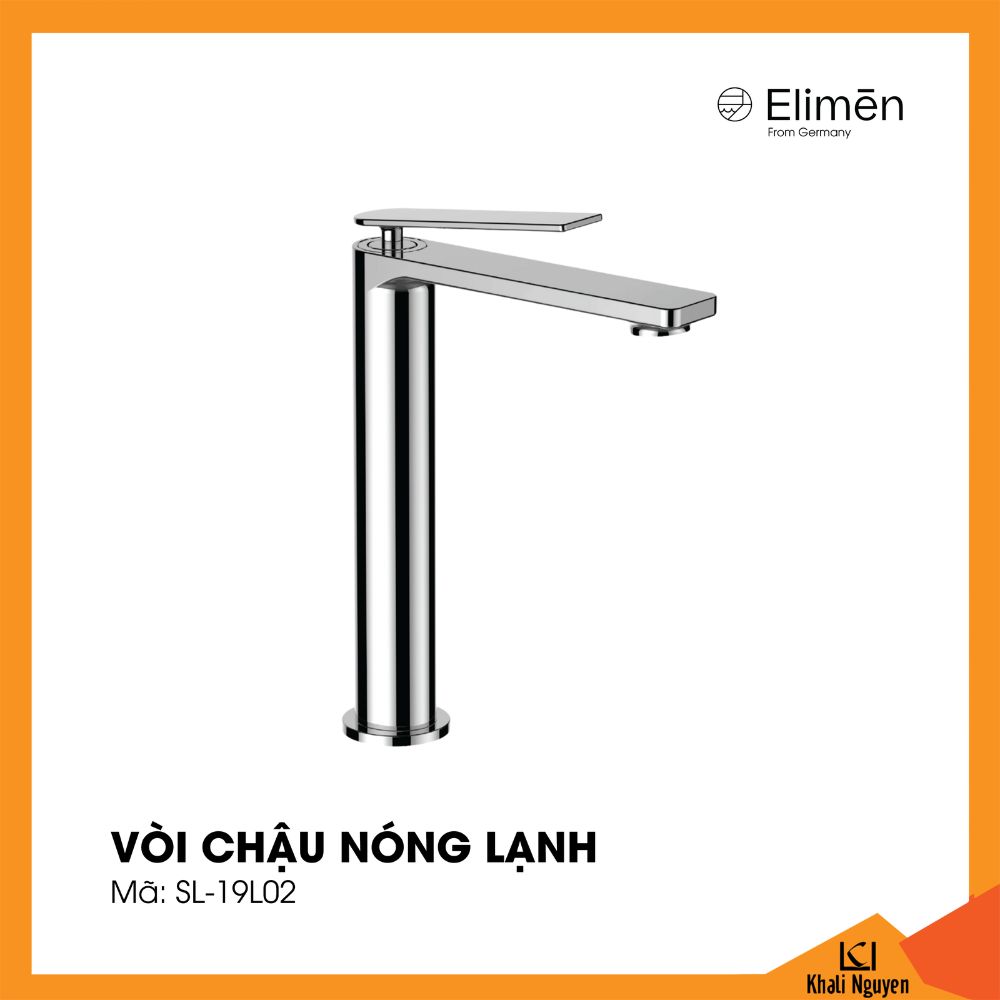 Vòi lavabo nóng lạnh cao cấp Elimen, mạ Crom + Niken