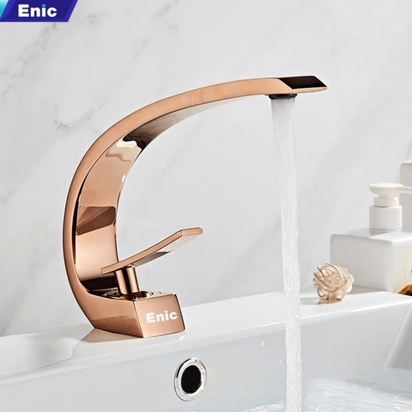 Vòi lavabo Enic bán nguyệt - màu vàng hồng