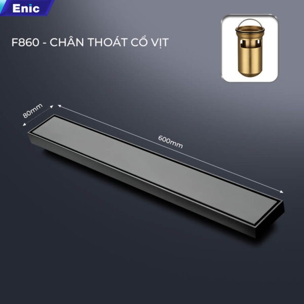 Thoát sàn 80x300 Enic F860-GREY, chân thoát cổ vịt