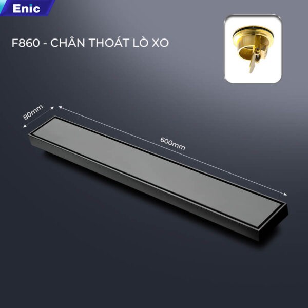 Thoát sàn 80x300 Enic F860-GREY, chân thoát lò xo