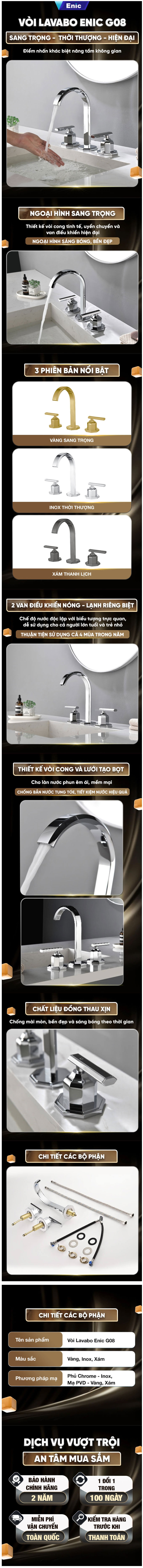 Thông tin vòi lavabo Enic G08