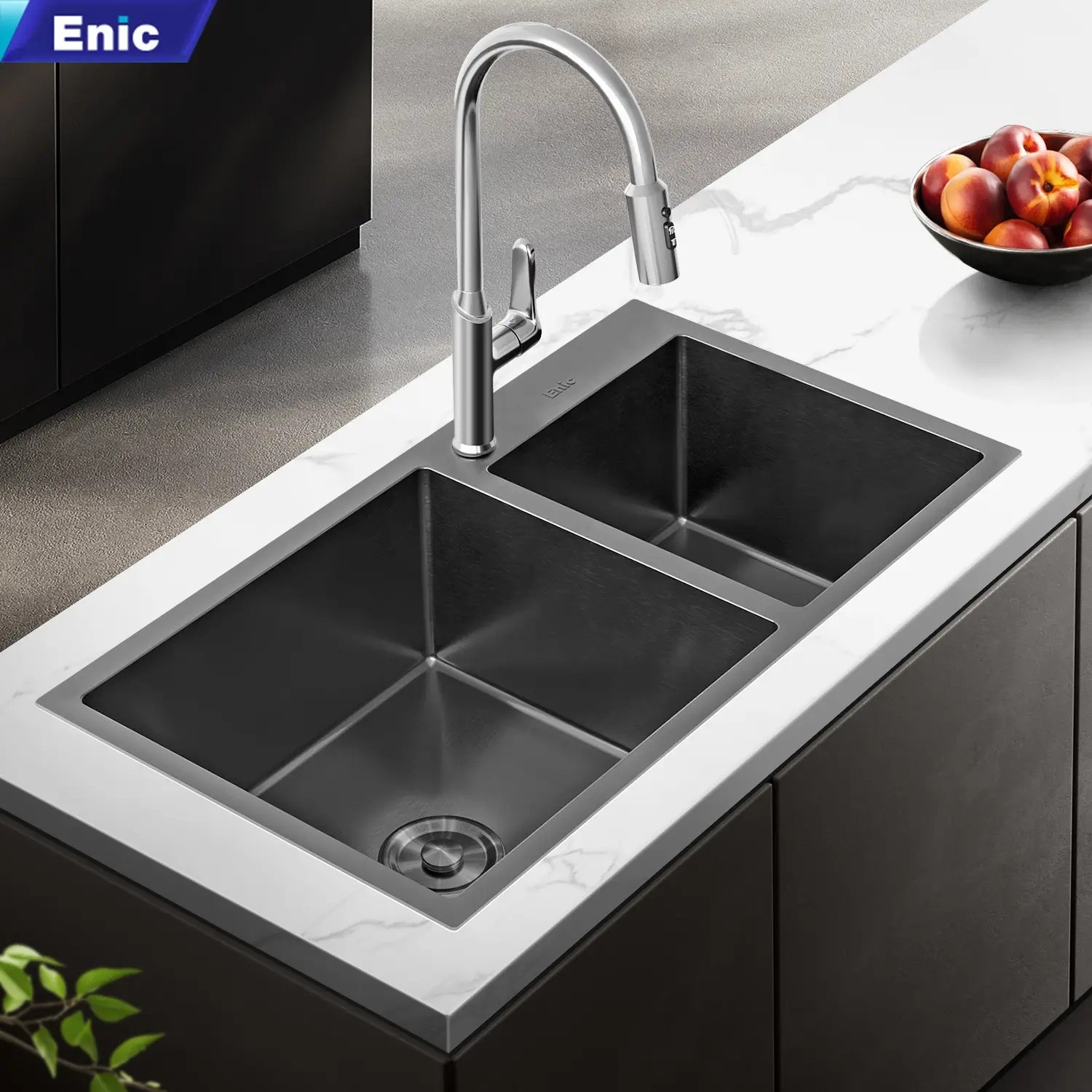 Chậu rửa bát chén Enic G82 màu đen