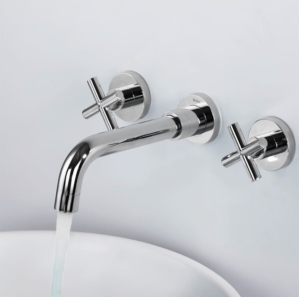 Vòi lavabo gắn tường Enic H2 màu Inox