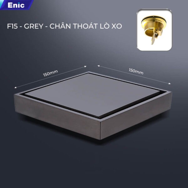 Thoát sàn 150x150 Enic F15-GREY, chân thoát lò xo