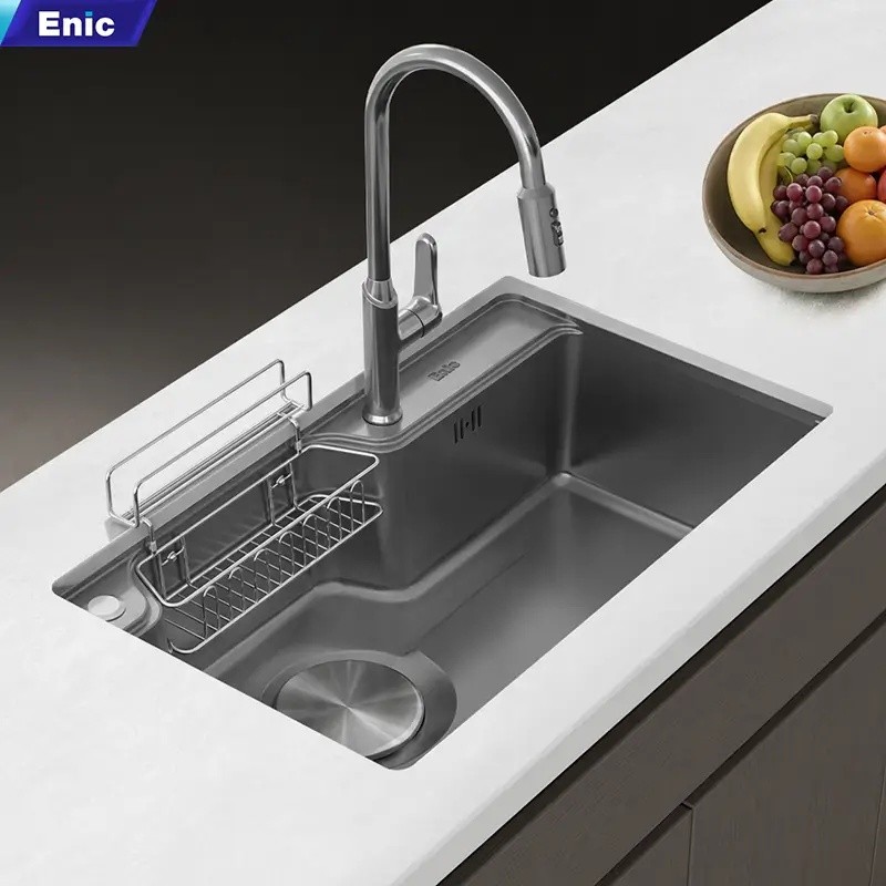 Chậu rửa bát chén 1 hố Enic MB06 màu xám