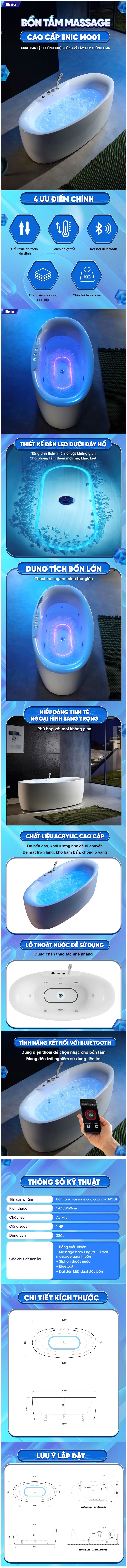 Thông tin bồn tắm massage Enic MO01