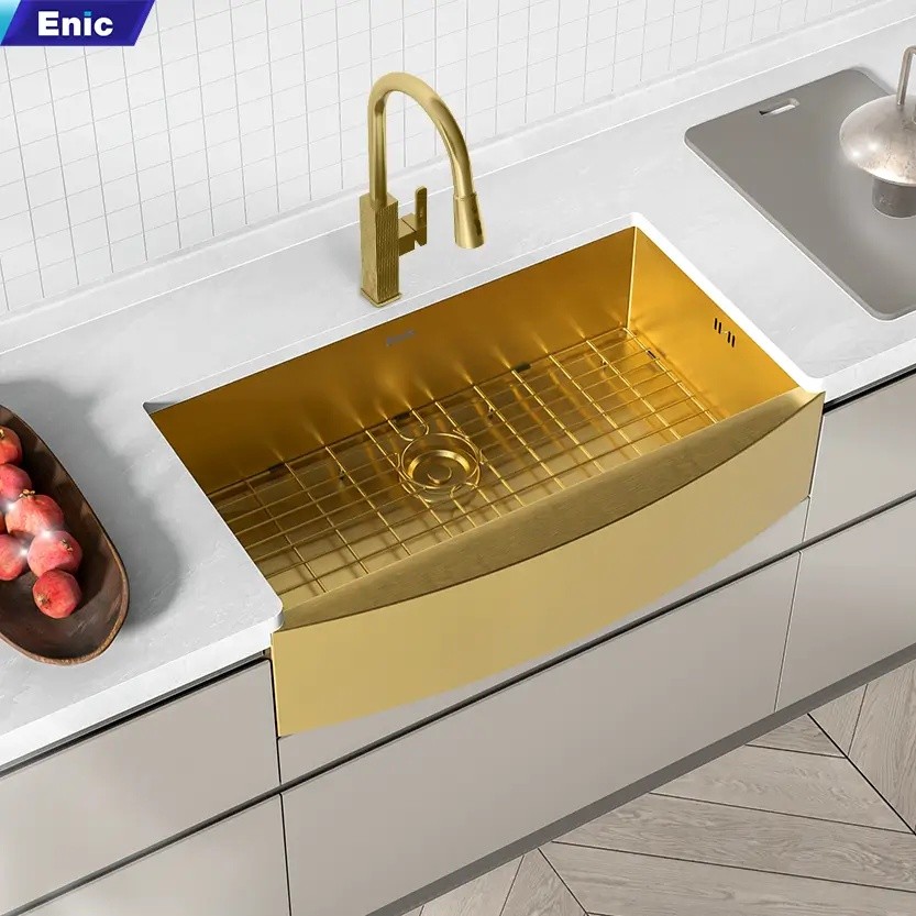 Chậu rửa bát chén 1 hố Enic MT01 màu vàng