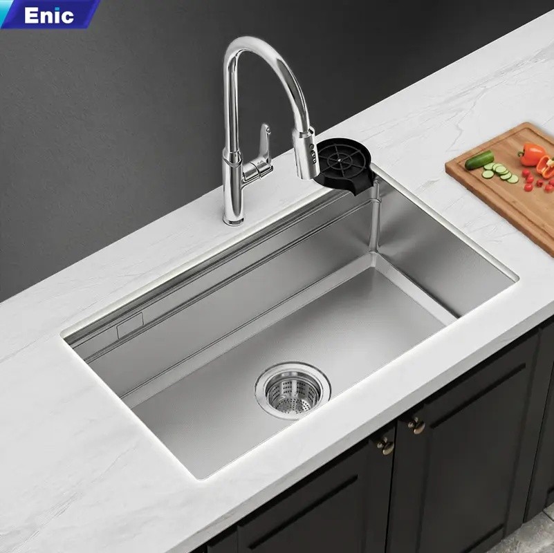 Chậu rửa bát chén 1 hố Enic MT02 màu inox