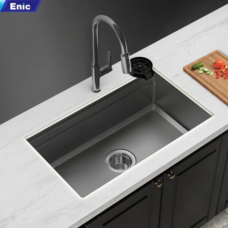 Chậu rửa bát chén 1 hố Enic MT02 màu xám