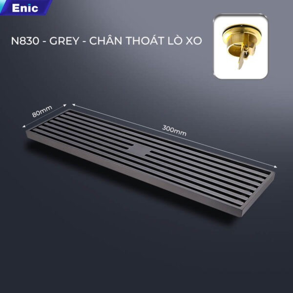 Thoát sàn 80x300 Enic N830-GREY, chân thoát lò xo