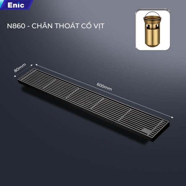 Thoát sàn 80x300 Enic N860-GREY, chân thoát cổ vịt