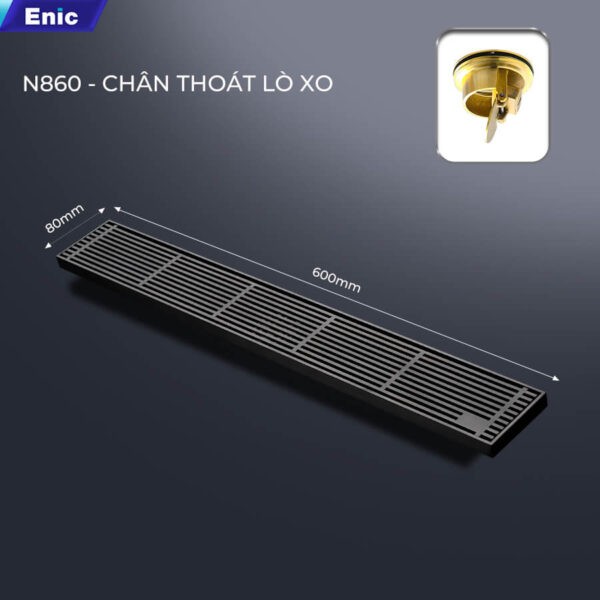 Thoát sàn 80x300 Enic N860-GREY, chân thoát lò xo