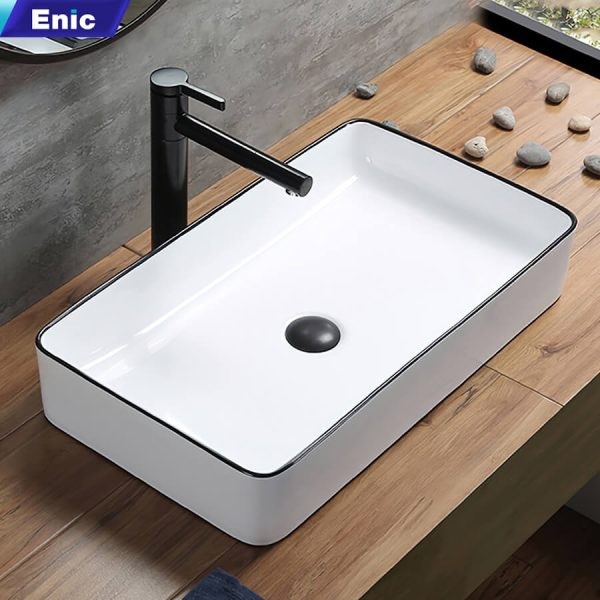 Lavabo đặt bàn Enic S6 viền đen