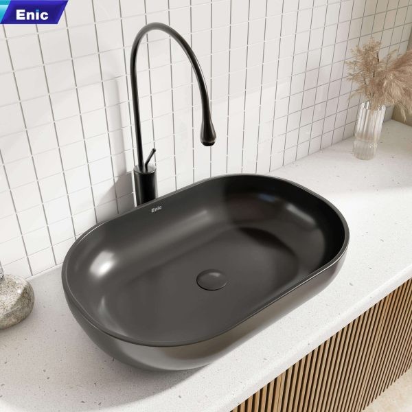 Lavabo đặt bàn Enic S8-1250 đen nhám