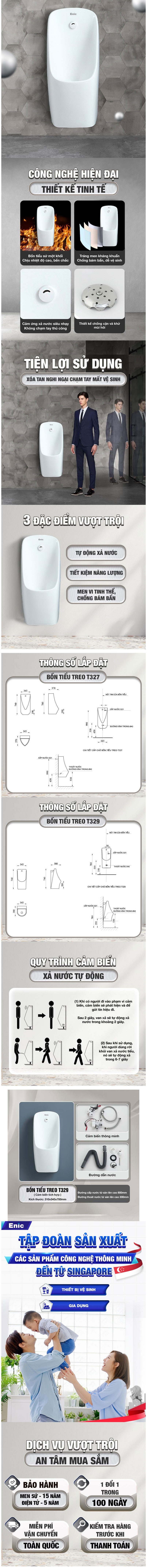 Bồn tiểu nam treo tường Enic T327/T329