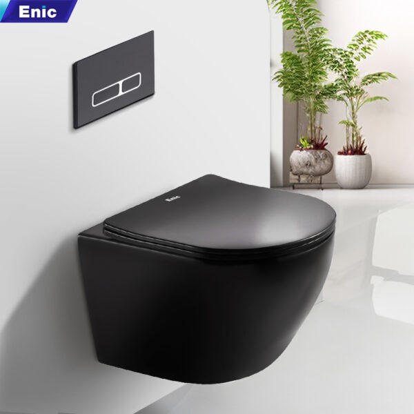 Bồn cầu treo tường Enic T55 màu đen bóng