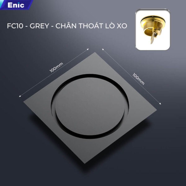 Thoát sàn 100x100 Enic FC10-GREY chân thoát lò xo