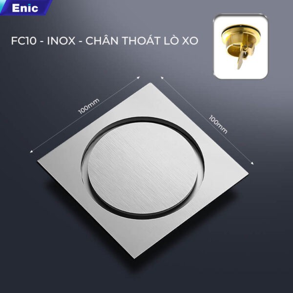 Thoát sàn 100x100 Enic FC10-INOX chân thoát lò xo