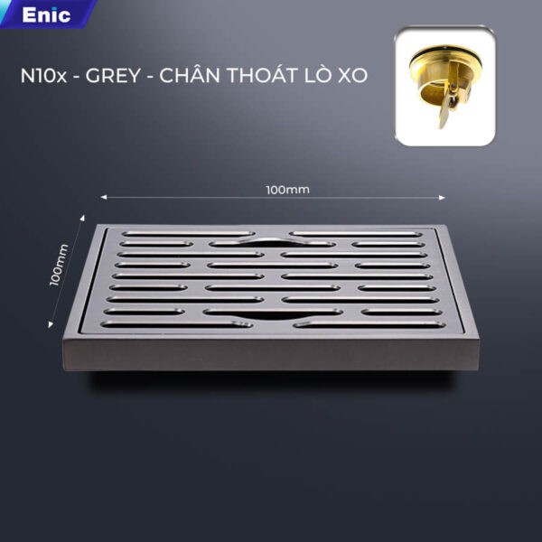 Thoát sàn 100x100 Enic N10x-GREY chân thoát lò xo