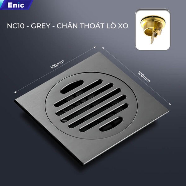 Thoát sàn 100x100 Enic NC10-GREY chân thoát lò xo