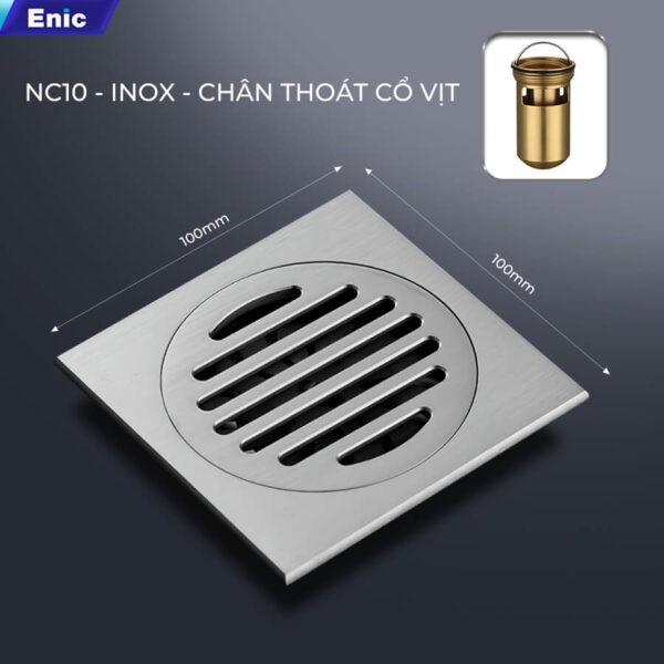 Thoát sàn Enic NC10-INOX chân thoát cổ vịt