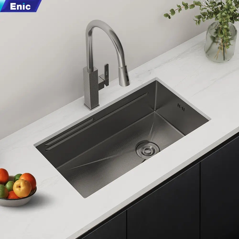 Chậu rửa bát chén 1 hố Enic UC03 màu xám