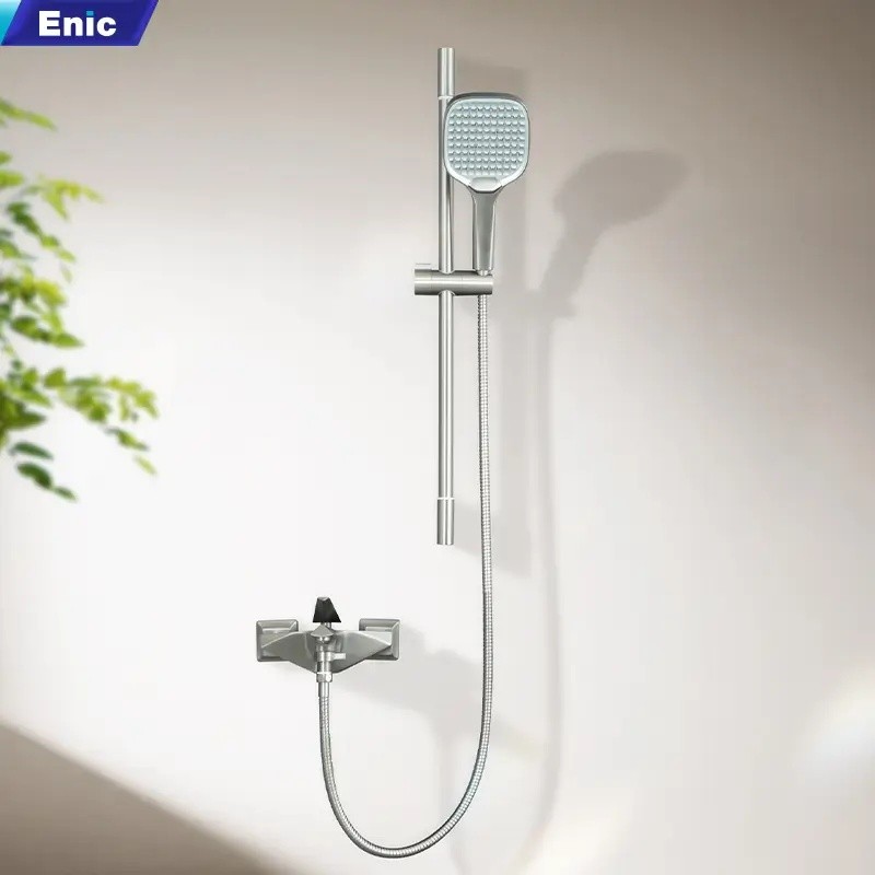 Sen tắm cây Enic Y29 nóng lạnh màu inox | Củ sen đồng cao cấp | Tay sen 3 chế độ, điều chỉnh được độ cao