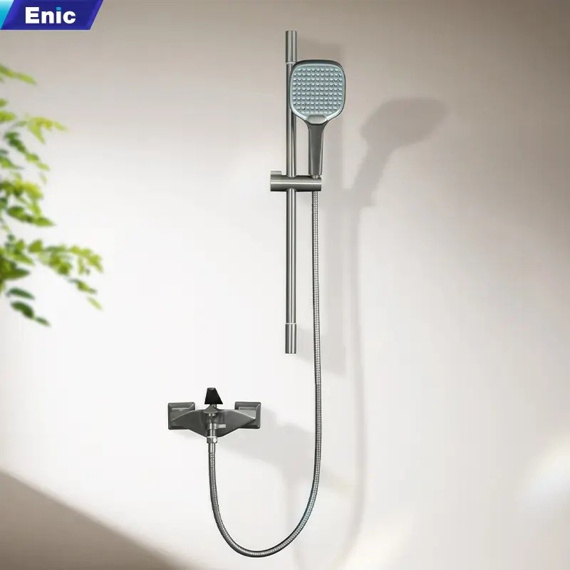 Sen tắm cây Enic Y29 nóng lạnh màu xám | Củ sen đồng cao cấp | Tay sen 3 chế độ, điều chỉnh được độ cao