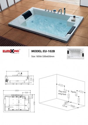 Bản vẽ sơ đồ kỹ thuật bồn tắm massage EU – 102B