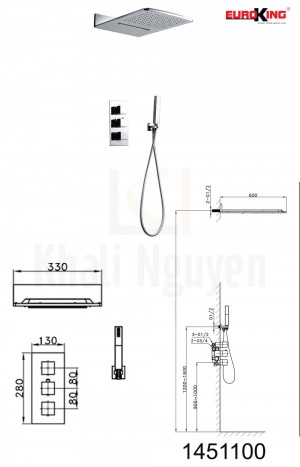 Bản vẽ kỹ thuật Sen tắm âm tường EU-1451100