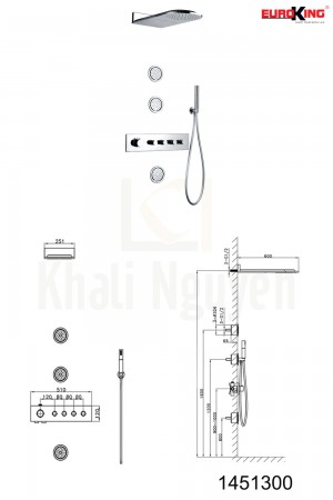 Bản vẽ Sen tắm âm tường EU-1451300