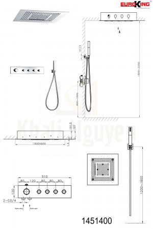 Bản vẽ Sen tắm âm tường EU-1451400