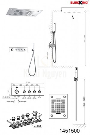 Bản vẽ kỹ thuật Sen tắm âm tường EU-1451500