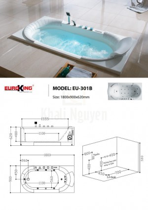 Bản vẽ kỹ thuật bồn tắm massage EU-208