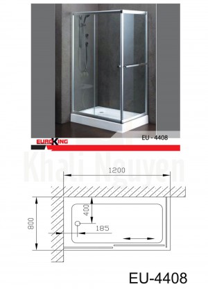 Bản vẽ Phòng tắm vách kính Euroking EU-4408