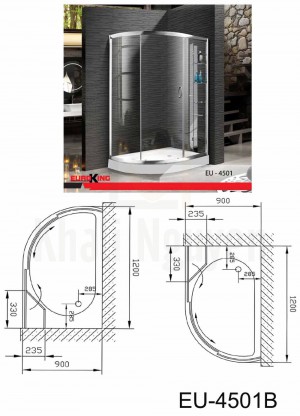 Bản vẽ  Phòng tắm vách kính Euroking EU-4501