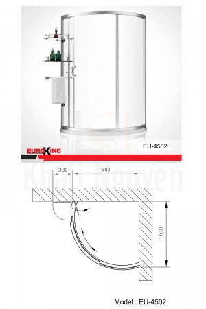 Bản vẽ Phòng tắm vách kính Euroking EU-4502