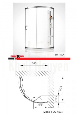 Bản vẽ Phòng tắm vách kính Euroking EU- 4504