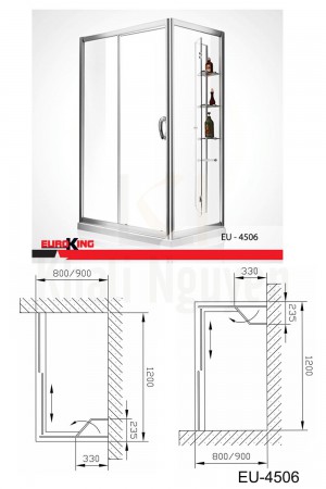 bản vẽ Phòng tắm vách kính Euroking EU-4506