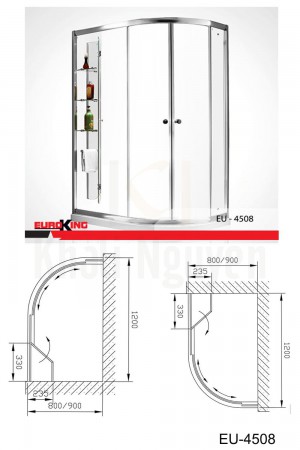 Bản vẽ Phòng tắm vách kính Euroking EU-4508