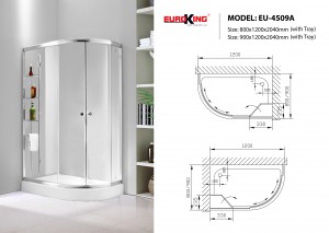 Bản vẽ Phòng tắm vách kính Euroking EU-4509