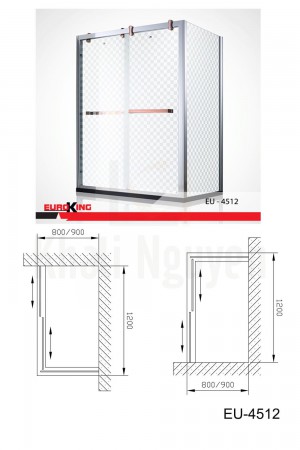 Bản vẽ Phòng tắm vách kính Euroking EU-4512