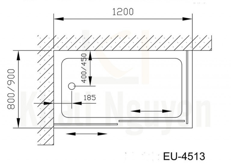 Bản vẽ phòng tắm vách kính Euroking EU-4513